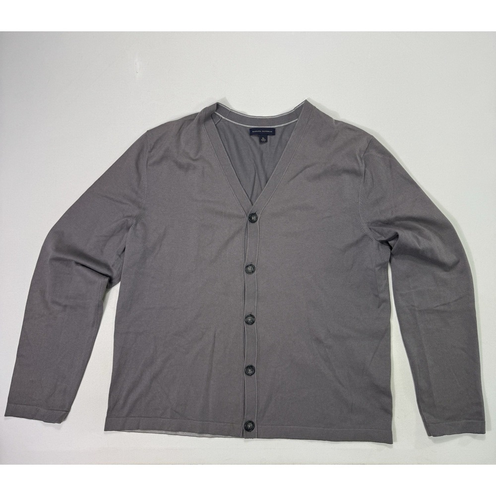 Banana Republic Men's XL Silk Blend Button Cardigan Grey Academia Modern Preppy